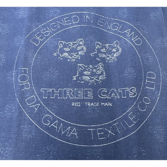 Three Cats Cotton Fabric 1/4 yard x 34" Blue Circular Dot Pattern Stiff Material - Picture 4 of 7